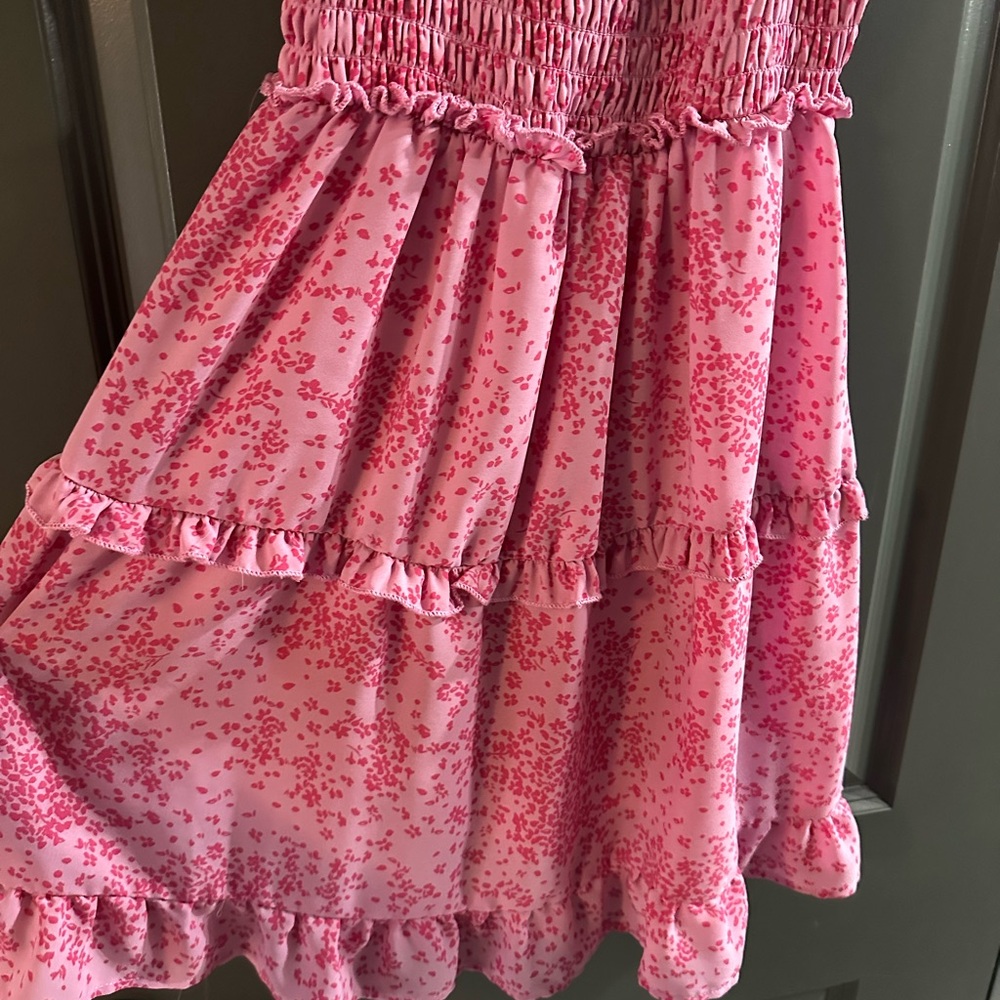 Pink Floral Ruffle Dress